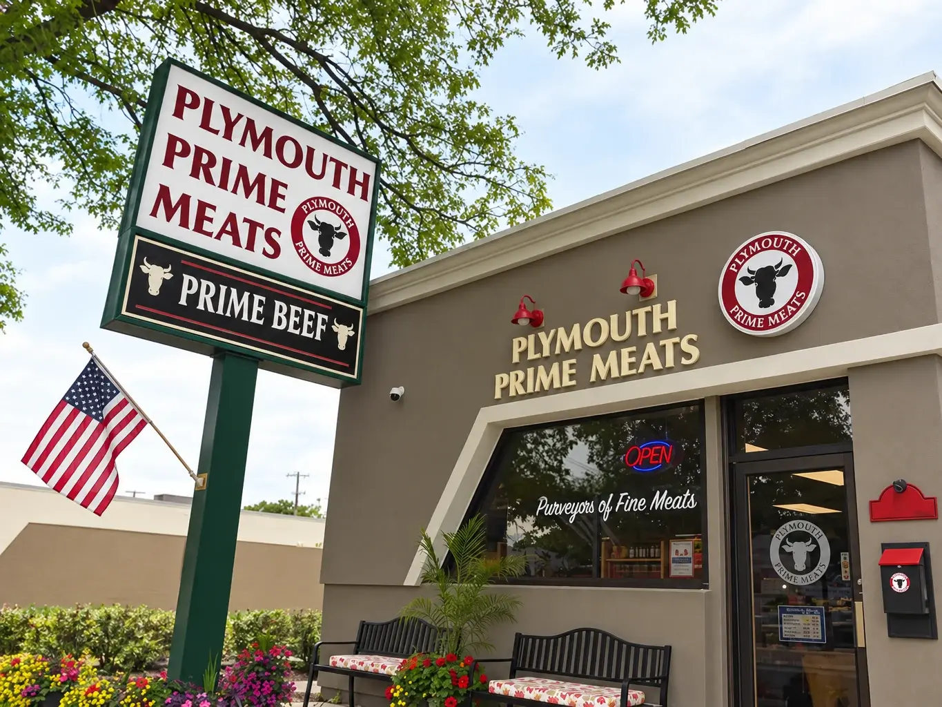 Plymouth Prime Meats storefront at 614 S Main Street in downtown Plymouth