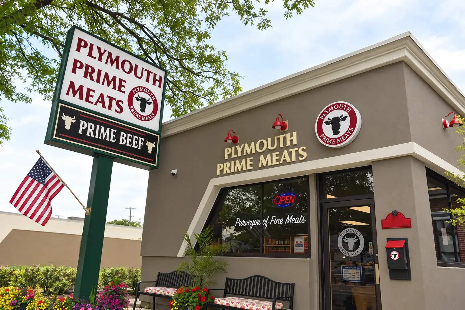 Plymouth Prime Meats storefront on South Main Street in downtown Plymouth, Michigan
