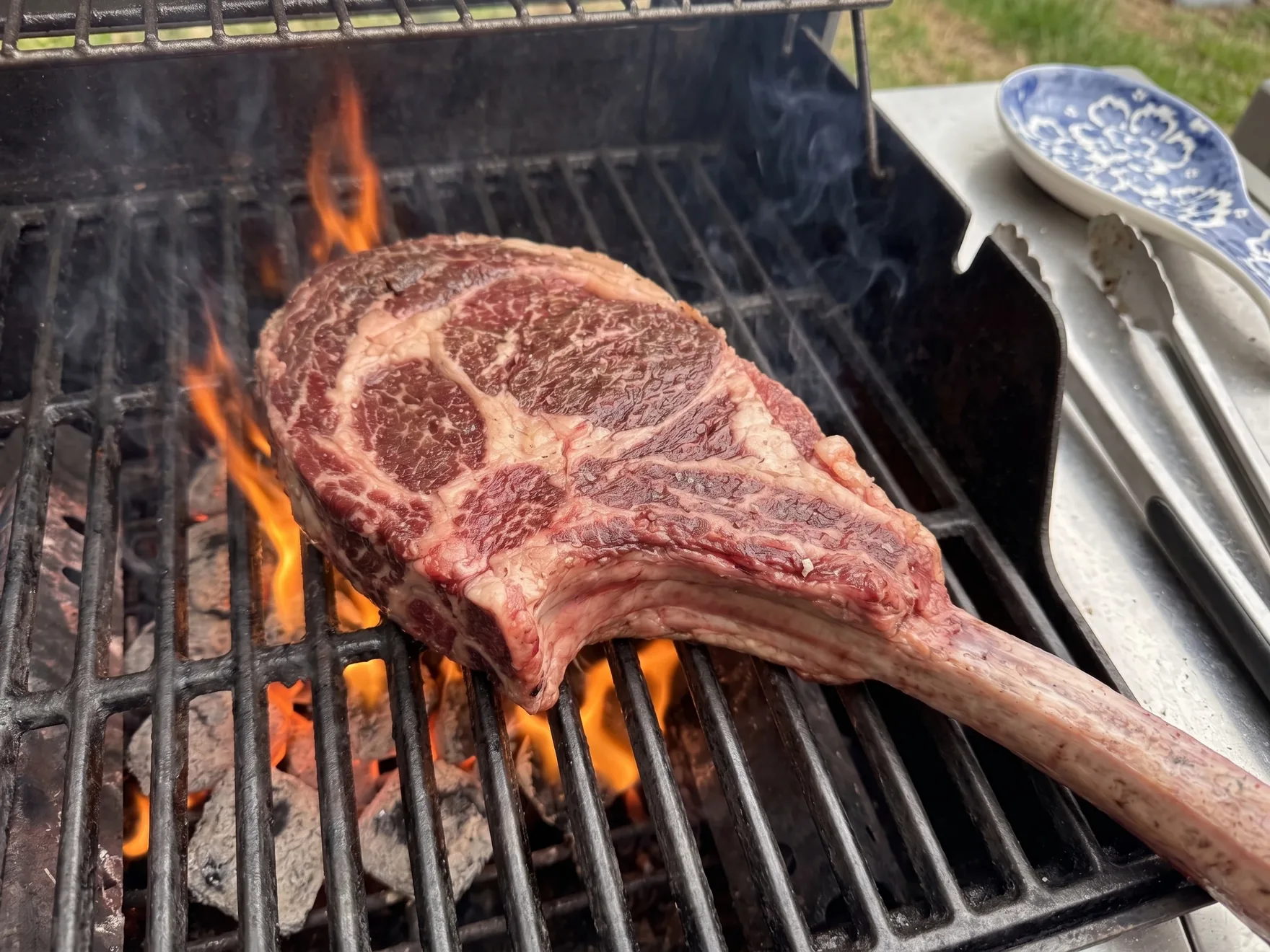 Tomahawk steak in a cast iron pan