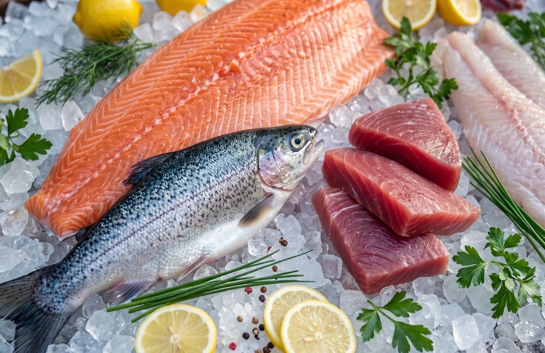 Fresh fish on ice